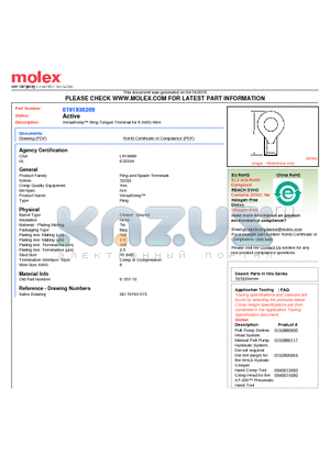 19193-0218 datasheet - VersaKrimp Ring Tongue Terminal for 6 AWG Wire