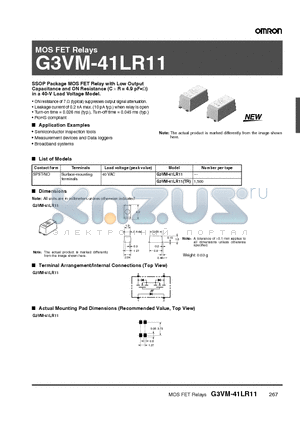 G3VM-41LR11TR datasheet - MOS FET Relays