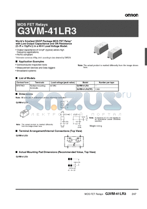 G3VM-41LR3 datasheet - MOS FET Relays