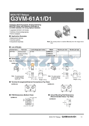 G3VM-61A1 datasheet - MOS FET Relays