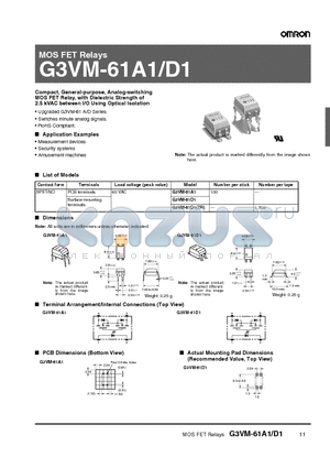 G3VM-61A1_1 datasheet - MOS FET Relays