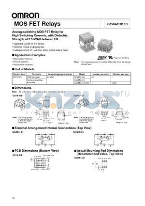 G3VM-61B1 datasheet - MOS FET Relays