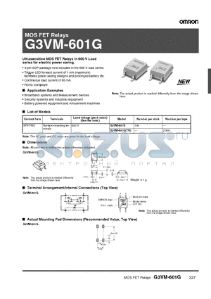 G3VM-601G datasheet - MOS FET Relays