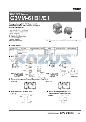 G3VM-61B1_1 datasheet - MOS FET Relays