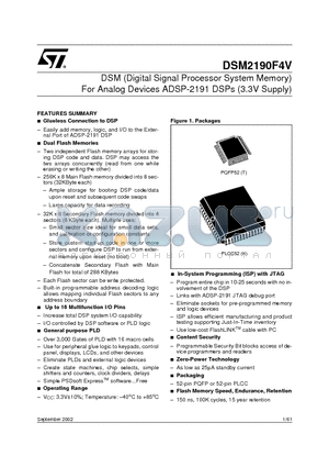 DSM2190F4 datasheet - DSM (Digital Signal Processor System Memory) For Analog Devices ADSP-2191 DSPs (3.3V Supply)