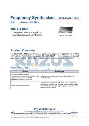 DSN-1500A-1119 datasheet - Frequency Synthesizer