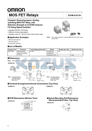 G3VM-61D1 datasheet - MOS FET Relays