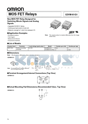 G3VM-61G1 datasheet - MOS FET Relays