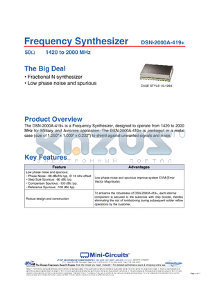 DSN-2000A-419 datasheet - Frequency Synthesizer