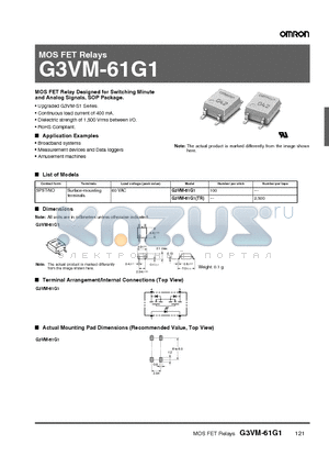 G3VM-61G1TR datasheet - MOS FET Relays