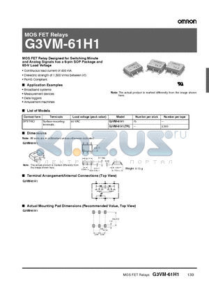 G3VM-61H1TR datasheet - MOS FET Relays