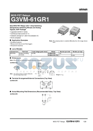 G3VM-61GR1 datasheet - MOS FET Relays