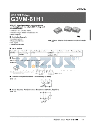 G3VM-61H1_10 datasheet - MOS FET Relays