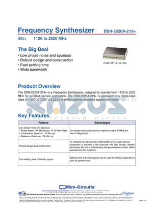 DSN-2520A-219 datasheet - Frequency Synthesizer