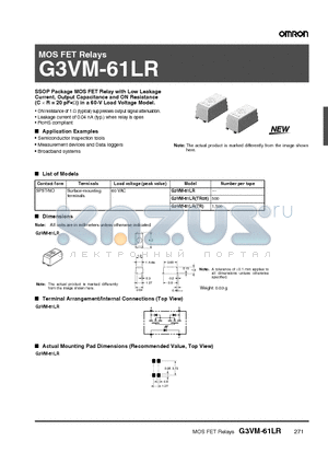 G3VM-61LRTR datasheet - MOS FET Relays