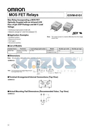 G3VM-81G1 datasheet - MOS FET Relays