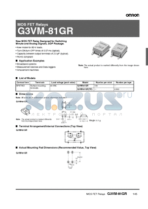 G3VM-81GR datasheet - MOS FET Relays