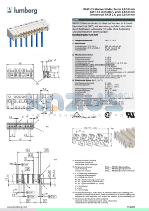 351602 datasheet - RAST-2.5-Steckverbinder, Raster 2,5/5,0 mm