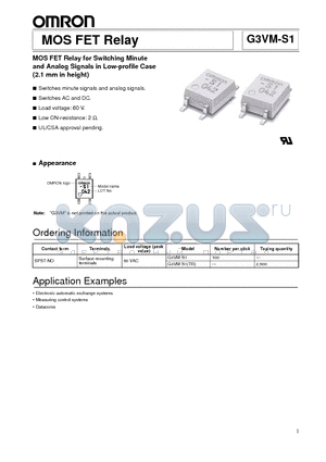 G3VM-S1TR datasheet - MOS FET Relay