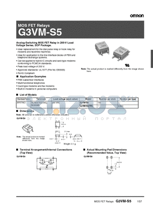 G3VM-S5TR datasheet - MOS FET Relays