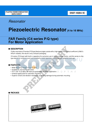 FAR-C4CP-04000-K22-R datasheet - Piezoelectric Resonator (4 to 16 MHz)