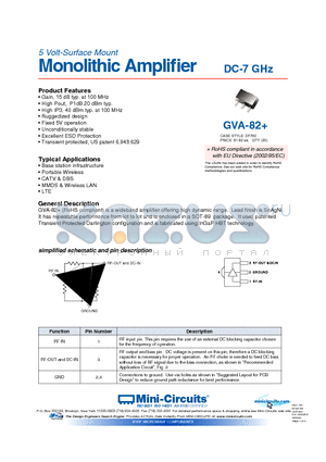 GVA-82 datasheet - Monolithic Amplifier