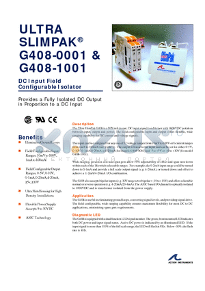 G408-1001 datasheet - DC Input Field Configurable Isolator