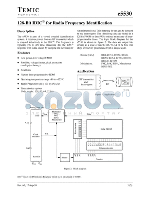 E5530H-ZZZ-DOW datasheet - 128-Bit IDIC for Radio Frequency Identification