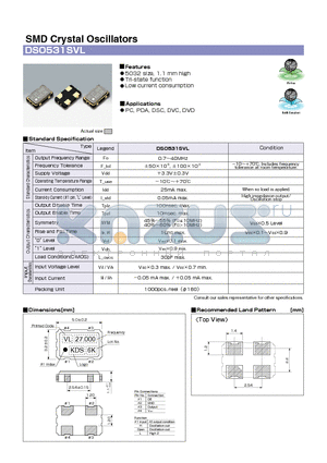 DSO531SVL datasheet - SMD Crystal Oscillators