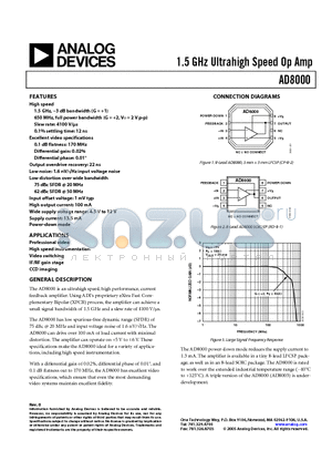 AD8000YCPZ-REEL datasheet - 1.5 GHz Ultrahigh Speed Op Amp