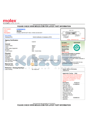 192020012 datasheet - FUNNEL ENTRY BUTT SPLC TAPED AS-932-DKT