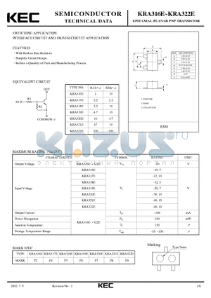 KRA320E datasheet - EPITAXIAL PLANAR PNP TRANSISTOR