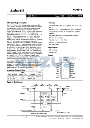 HIP1011 datasheet - PCI Hot Plug Controller