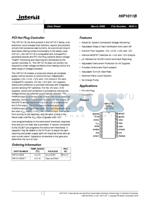 HIP1011B datasheet - PCI Hot Plug Controller