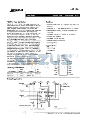 HIP1011CB datasheet - PCI Hot Plug Controller