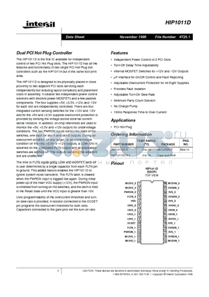 HIP1011D datasheet - Dual PCI Hot Plug Controller