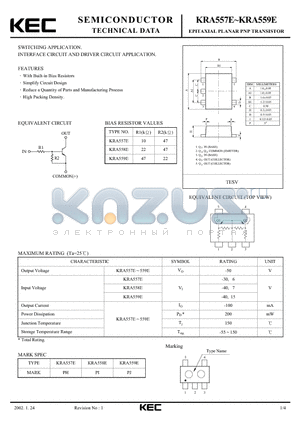 KRA559E datasheet - EPITAXIAL PLANAR PNP TRANSISTOR (SWITCHING, INTERFACE CIRCUIT AND DRIVER CIRCUIT)