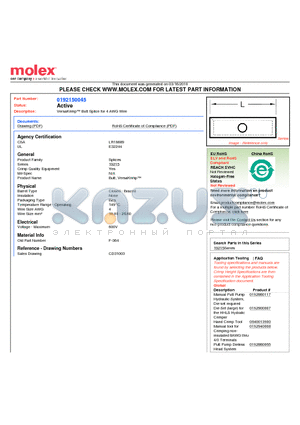 192150045 datasheet - VersaKrimp Butt Splice for 4 AWG Wire