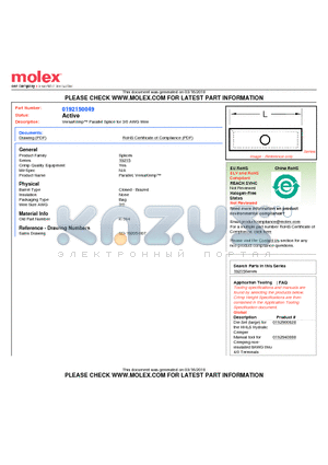 192150049 datasheet - VersaKrimp Parallel Splice for 3/0 AWG Wire