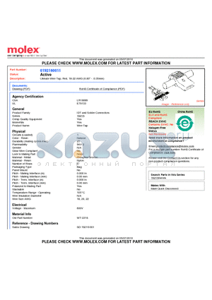 192160011 datasheet - Ulimate Wire Tap, Red, 18-22 AWG (0.80