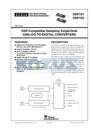 DSP101_05 datasheet - DSP-Compatible Sampling Single/Dual ANALOG-TO-DIGITAL CONVERTERS