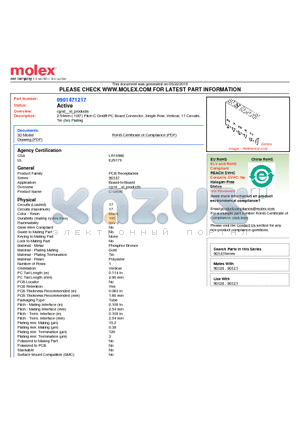 90147-1217 datasheet - 2.54mm (.100) Pitch C-Grid^ PC Board Connector, Single Row, Vertical, 17 Circuits, Tin (Sn) Plating