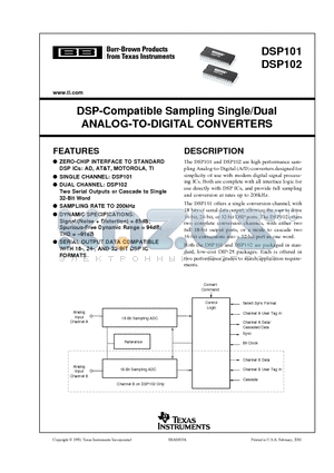 DSP102JP-1 datasheet - DSP-Compatible Sampling Single/Dual ANALOG-TO-DIGITAL CONVERTERS