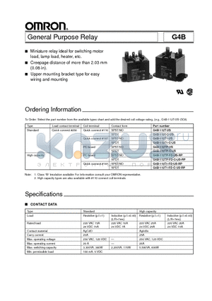 G4B-112T-C-US datasheet - General Purpose Relay