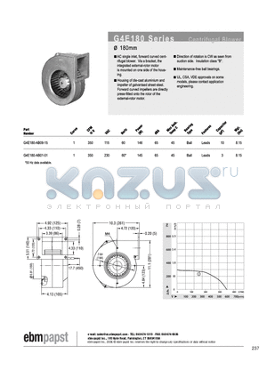 G4E180-AB01-01 datasheet - CENTRIFUGAL BLOWER