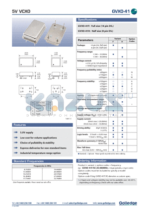 GVXO-41F datasheet - 5V VCXO