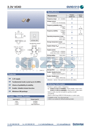 GVXO-513 datasheet - 3.3V VCXO