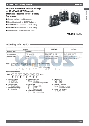 G4W-1112P-US-TV8 datasheet - PCB Power Relay