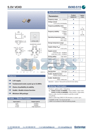 GVXO-515 datasheet - 5.0V VCXO