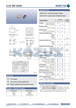 GVXO-753F datasheet - 3.3V SM VCXO